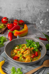 Spicy curry with meat and vegetable