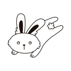 jumping rabbit animal cartoon isolated icon line style