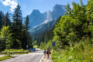 Fototapeta na wymiar road in the austrian alps on a sunny day