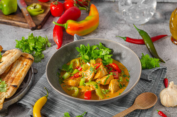 Spicy curry with meat and vegetable