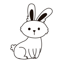 rabbit sitting animal cartoon isolated icon line style