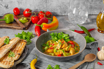 Spicy curry with meat and vegetable