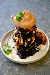 Gourmet birthday cake with sweet chocolate cream