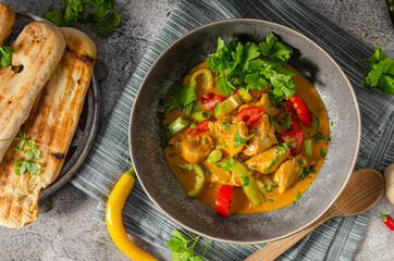 Spicy curry with meat and vegetable