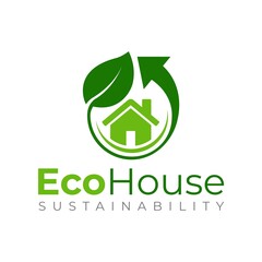 Eco House logo template, Green house vector design, Sustainable house logo, Recycled house logo
