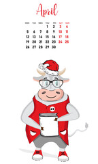 Year of the bull 2021. New year illustration. Hand drawn vector.	