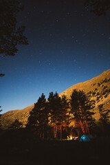 night landscape with mountains and moon