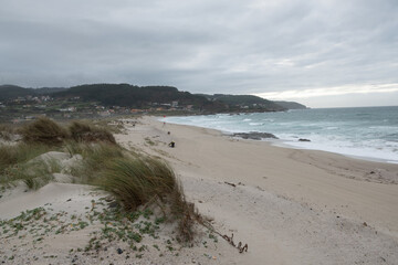 view of the beach of Barrañan, Galicia, on the atlantic coast