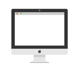 Computer screen display flat design, vector flat illustration of a desktop computer screen monitor