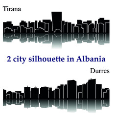 Set of 2 city silhouette in Albania ( Durres, Tirana )