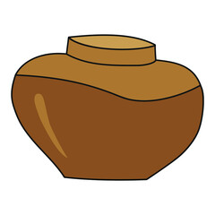 Kitchen clay pot for food on a white background