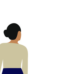 The upper part of the female character's back and empty space