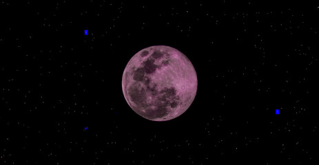 super pink moon april with starry background