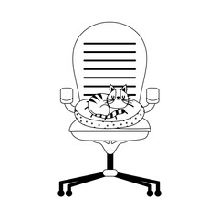 cat resting on cushion in chair isolated icon line style