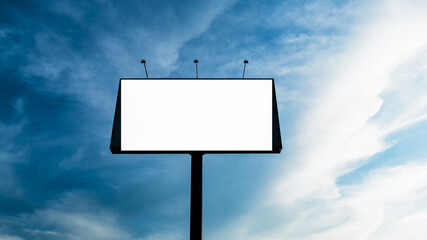 blank billboard against blue sky mock up