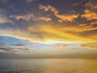 Colorful sunset sky over the Gulf of Mexico from Caspersen Beach in Venice Florida USA