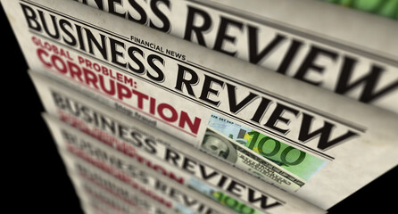 Obraz premium Corruption in business global problem retro newspaper printing press
