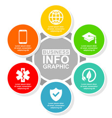 Business infographic vector template for presentation, diagram, medicine and education concept with 6 options