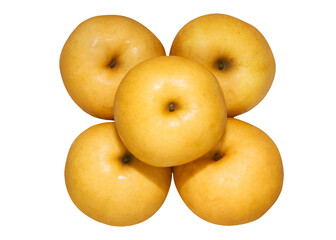 Top view of pears. Asian pears isolated on white background. 