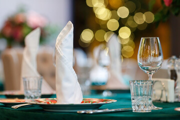 Restaurant's table prepared for celebrating event 2021.