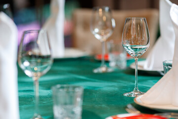 Restaurant's table prepared for celebrating event 2021.