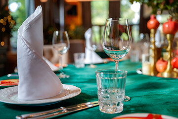 Restaurant's table prepared for celebrating event 2021.