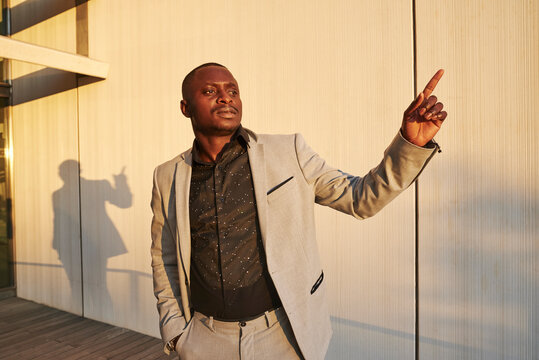 African American businessman at sunset