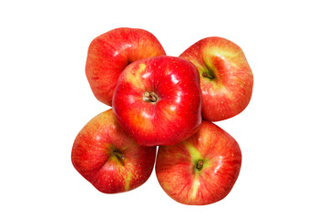 Fototapeta na wymiar Top view of red apples isolated on white background.