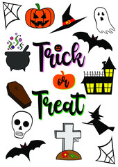 Obraz premium Trick or treat full color icons set Halloween Day