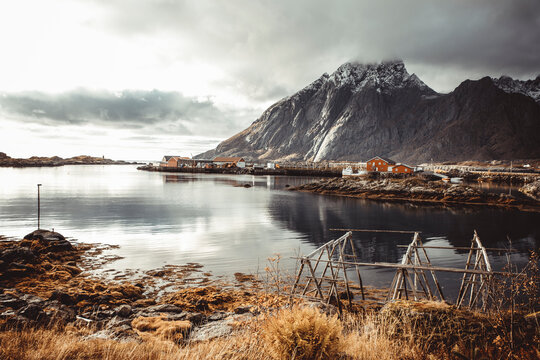cod drying rooms of the Sund village in Lofoten