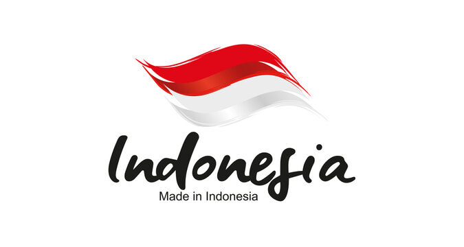 Made in Indonesia handwritten flag ribbon typography lettering logo label banner