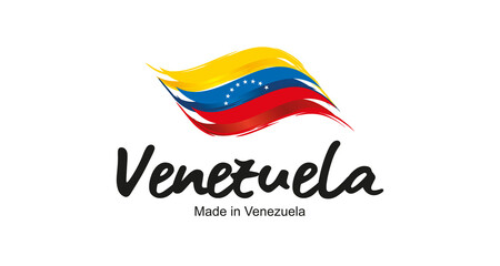 Made in Venezuela handwritten flag ribbon typography lettering logo label banner