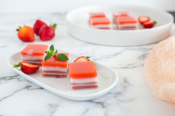Strawberry Gelatin Squares 