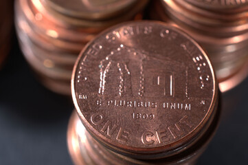 close up of back of penny