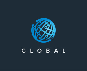 minimal global logo template - vector illustration