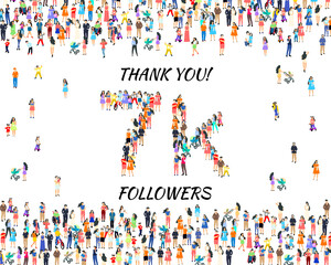 Thank you followers peoples, 7k online social group, happy banner celebrate, Vector