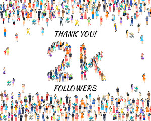 Thank you followers peoples, 2k online social group, happy banner celebrate, Vector