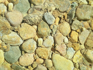 abstract background with dry round little big stones. stone wall