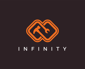 minimal infinity repair logo template - vector illustration