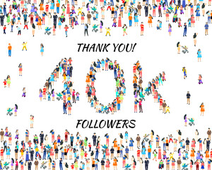 Thank you followers peoples, 40k online social group, happy banner celebrate, Vector