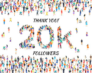 Thank you followers peoples, 20k online social group, happy banner celebrate, Vector