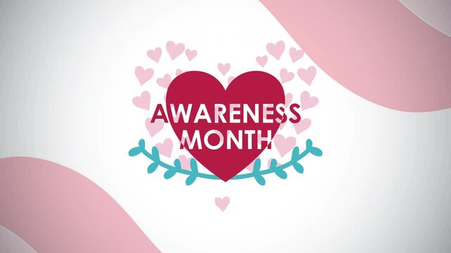 breast cancer awareness month campaign lettering with heart