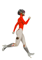 super cyborg girl running
