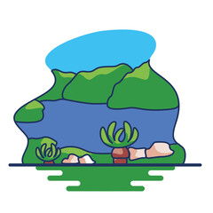 isolated lake colombia travel sites icon -Vector