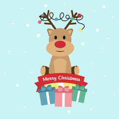 christmas reindeer wishes merry christmas and gives gifts