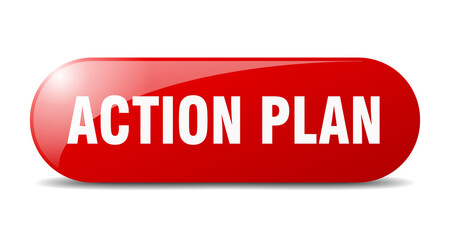action plan button. sticker. banner. rounded glass sign