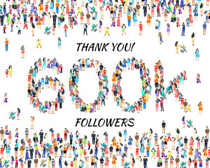 Thank you followers peoples, 600k online social group, happy banner celebrate, Vector
