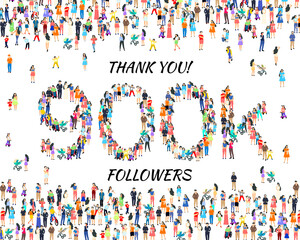 Thank you followers peoples, 900k online social group, happy banner celebrate, Vector