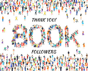 Thank you followers peoples, 800k online social group, happy banner celebrate, Vector