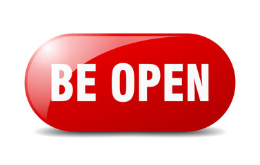 be open button. sticker. banner. rounded glass sign